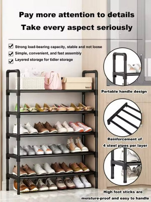 5 Tier Space Saving Shoe Storage Rack, 45 x 28 x 79 cm