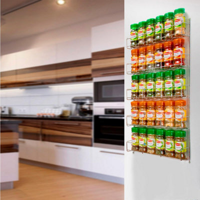 5 Tier Spice Rack For Kitchen Door Cupboard or Wall
