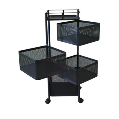 5 Tier Square Multipurpose Rotating Storage Trolley Cart Vegetable ...