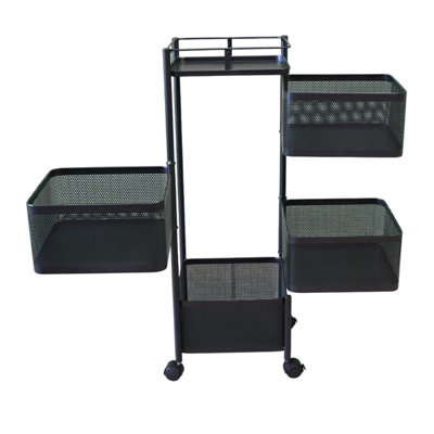 5 Tier Square Multipurpose Rotating Storage Trolley Cart Vegetable ...
