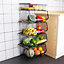 5 Tier Stackable Rolling Metal Wire Basket Trolley Rack Fruit Vegetable Storage Holder for Kitchen