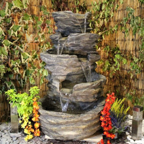 5 Tier Stone Rock Effect Mains Plugin Powered Water Feature