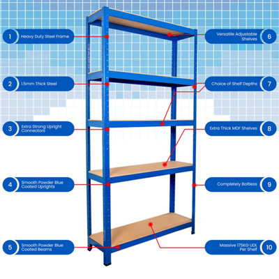 5 Tier Ultimate Garage Shelving 1800h x 900w x 300d mm 175kg - 3