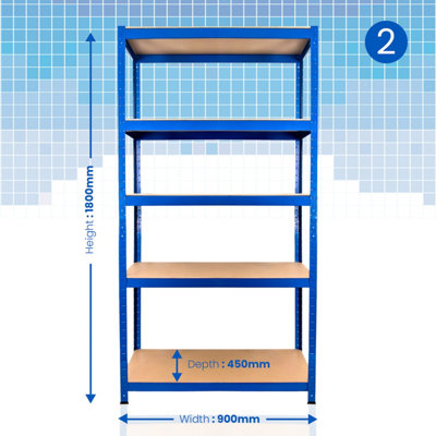 5 Tier Ultimate Garage Shelving 1800h x 900w x 450d mm 175kg
