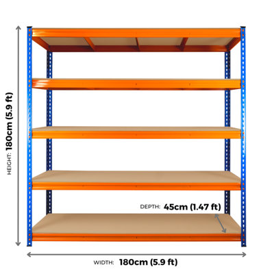 5 Tier ULTRA HEAVY DUTY Storage Racking 1800h x 1800w x 450d mm 350kg