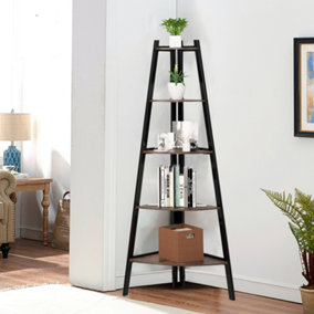5 Tier Vintage Indoor Plant Stand Solid Wood Corner Display Shelf 1605 mm