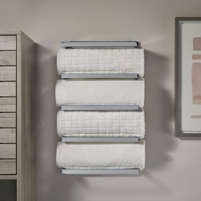 Wall mounted deals bathroom towel storage