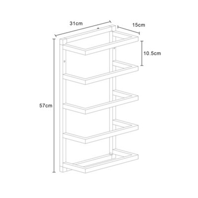 5 Tier Wall Mounted Bathroom Towel Storage Holder Rack in Chrome - 7