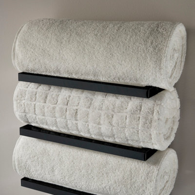 5 Tier Wall Mounted Towel Rack in Black - 4
