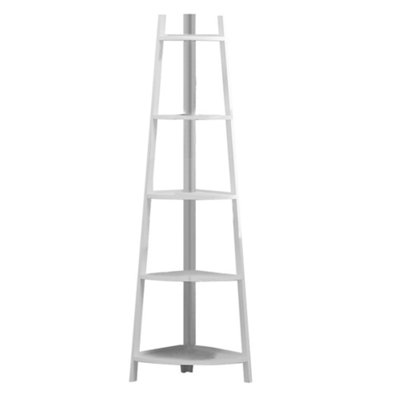 5 Tier White Modern Corner Storage Rack Ladder Bookshelf Plant Display Stand 147 cm