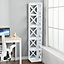 5 Tier White Wooden Corner Shelf Rack Shelf Bookcase Standing Shelving Unit 161 cm