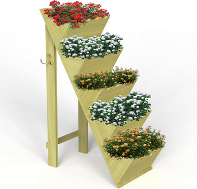 5 Tier Wooden Planter Garden Flower Herb Box Decorative Outdoor Indoor Storage