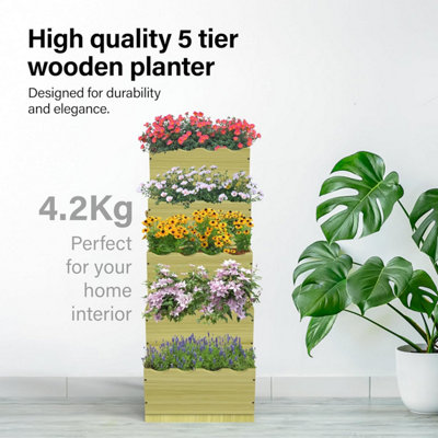 5 Tier Wooden Planter Garden Flower Herb Box Decorative Outdoor Indoor Storage