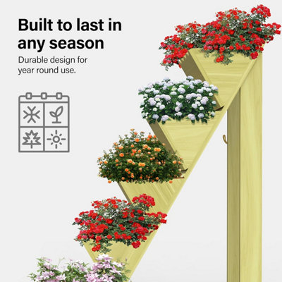 5 Tier Wooden Planter Garden Flower Herb Box Decorative Outdoor Indoor Storage