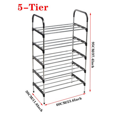 Shoe Rack 5 Tier offers Vertical Storage Organizer Shelf Sturdy Metal Free Standing