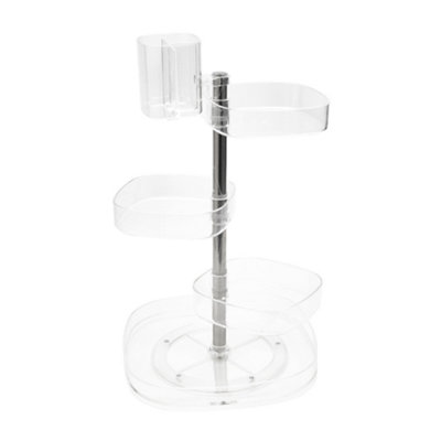 5 Tiers Clear Adjustable Height Rotating Makeup Organizer Cosmetics Display Stand