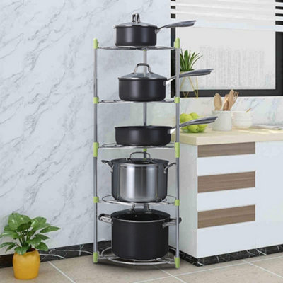 5 Tiers Storage Rack Kitchen Pan Stand Shelf