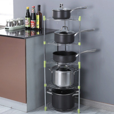 5 Tiers Storage Rack Kitchen Pan Stand Shelf