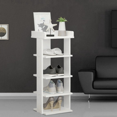 5 Tiers White Wooden Shoe Rack Organizer Storage Cabinet Display Shelf