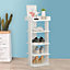 5 Tiers White Wooden Shoe Rack Organizer Storage Cabinet Display Shelf