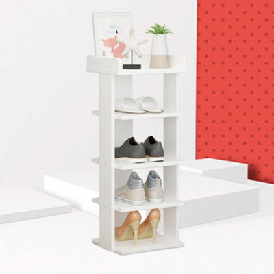 5 Tiers White Wooden Shoe Rack Organizer Storage Cabinet Display Shelf