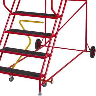 5 Tread HEAVY DUTY Mobile Warehouse Stairs Anti Slip Steps 2.13m Safety Ladder