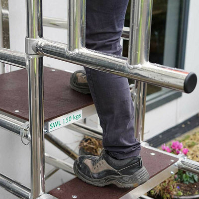 5 Tread Mobile Telescopic Podium Step Ladder 1.4m Tall Work Platform Safety Cage