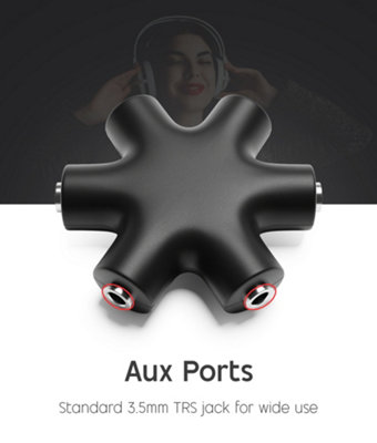 5 Way 3.5mm Stereo Jack Splitter Multi Headphone Audio Distribution ...