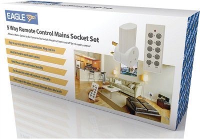5 Way Sockets Easy Remote Control Mains Socket Set