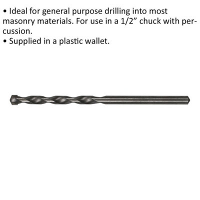 5 x 100mm Rotary Impact Drill Bit Set for Masonry - Durable Straight Shank Design
