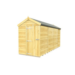5 x 15 Feet Apex Shed - Single Door Without Windows - Wood - L454 x W147 x H217 cm