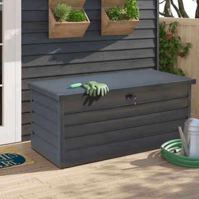 5 x 2 ft Anthracite Waterproof Metal Large Outdoor Garden Large Storage Box Lockable Flat Top
