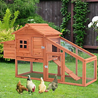 5 x 2 ft Brown Wooden Chicken Hen Coop Poultry House with Nest Box