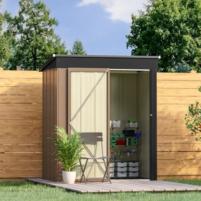 5 x 3 ft Pent Metal Garden Storage Shed Tool House with Lockable Door