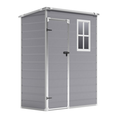 5 x 3 ft Pent Plastic Shed Garden Storage Shed with Floor and Window,Grey