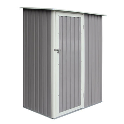 5 x 3 Single Door Metal Pent Shed (Light Grey)