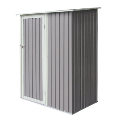 5 x 3 Single Door Metal Pent Shed (Light Grey)