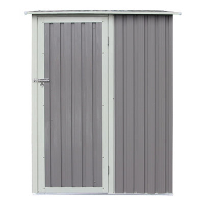5 x 3 Single Door Metal Pent Shed (Light Grey)
