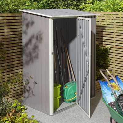 5 x 3 Single Door Metal Pent Shed (Light Grey)
