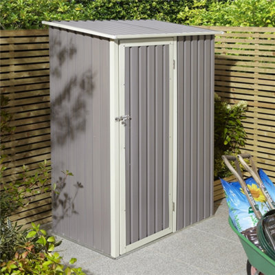 5 x 3 Single Door Metal Pent Shed (Light Grey)