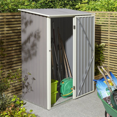 5 x 3 Single Door Metal Pent Shed (Light Grey)