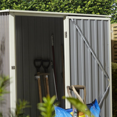 5 x 3 Single Door Metal Pent Shed (Light Grey)