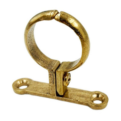 5 x 35mm Die Cast Schoolboard Pipe Clips Wall Bracket Screw-On Brass