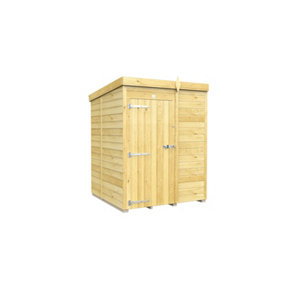 5 x 5 Feet Pent Shed - Single Door Without Windows - Wood - L147 x W158 x H201 cm