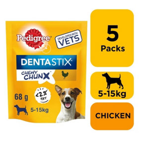 5 x 68g Pedigree Dentastix Chewy Chunx Mini Dog Treat Chicken Flavour