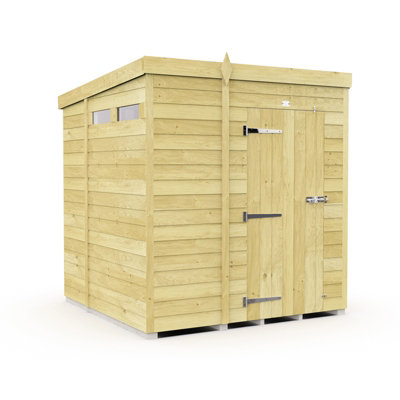 5 x 7 Feet Pent Security Shed - Single Door - Wood - L214 x W158 x H201 cm