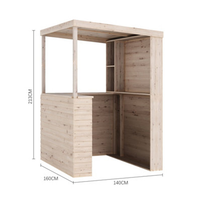 5 x 7ft Outdoor Wooden Garden Bar Room with Sloping Roof - 5