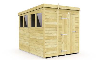 5 x 8 Feet Pent Shed - Single Door With Windows - Wood - L231 x W158 x H201 cm