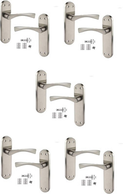 5 x Astrid Stainless Steel Modern Chrome Door Backplate Handles Hinge & Latch