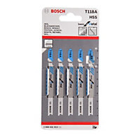5 x Bosch T118A 92mm Thin Sheet Metal Jigsaw Blades